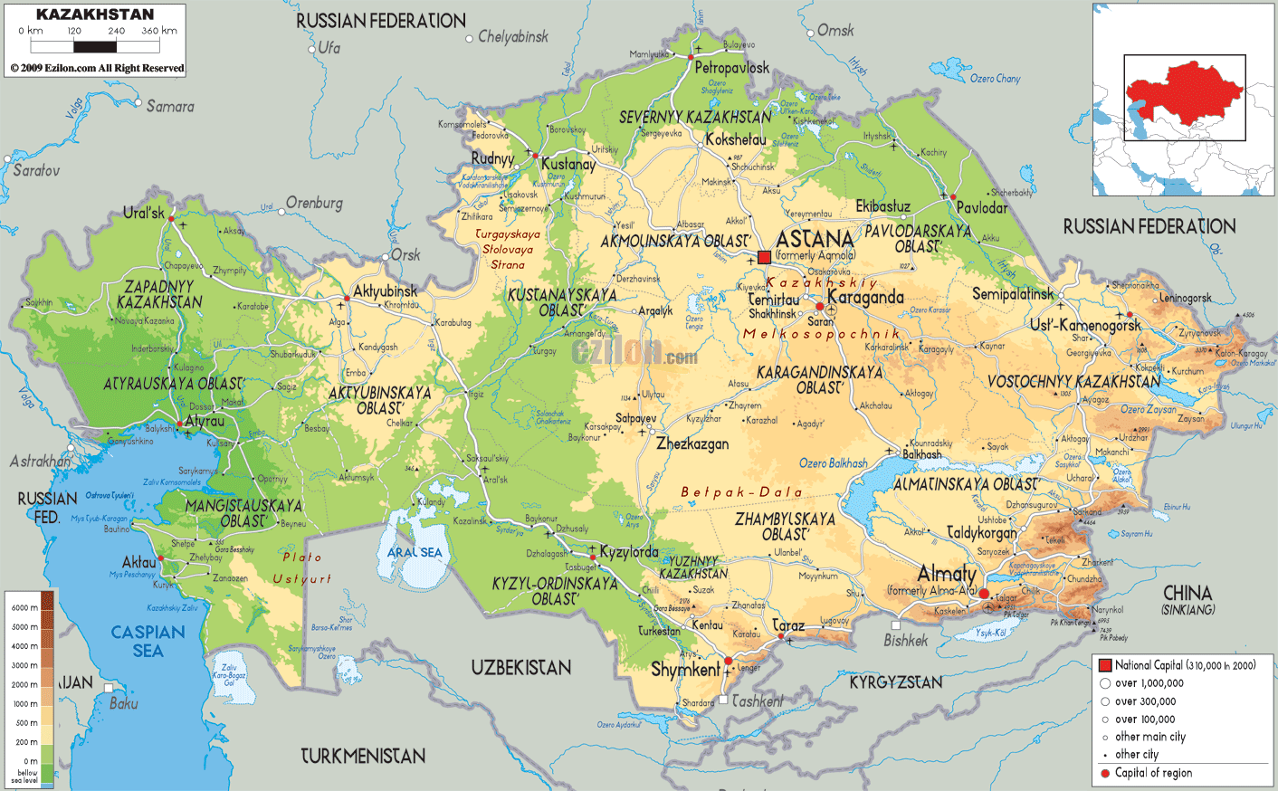 Kazakhstan-physical-map